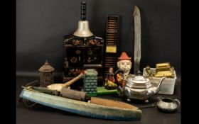 Mixed Lot Of Antique Oddments And Collectables, To Include Three Cast Money Banks (Artillery Bank,