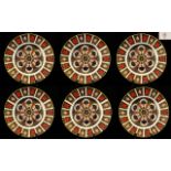 Royal Crown Derby Old Imari Pattern Single 22ct Gold BandSet of Six Large Cabinet Plates - pattern