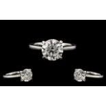 Ladies Superb/Stunning 18ct Gold - Single Stone Diamond Ring of Top Quality.