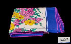 Vintage Gucci Silk Scarf. Stunning floral silk scarf 34" square.