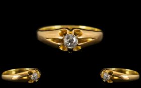 18ct Gold Gents Nice Quality Single Stone Diamond Set Dress Ring,