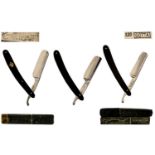 Antique Period Finest Quality - Collection of Hollow Ground Steel Bladed Straight Razors ( 3 ) In