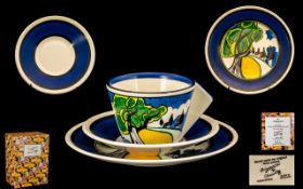 Wedgwood Ltd and Numbered Edition Clarice Cliff Designed Hand Painted Trio of Conical Shaped,