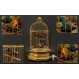 Swiss 19thC Large and Good Quality Key Wind Singing Birds Automation Musical Cage/Box.