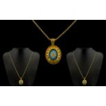 Antique Period Superb Quality Ornate 18ct Gold Oval Shaped Locket and Attached 18ct Gold Chain.