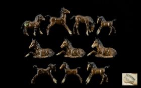 Beswick Foal figures (10) in total. Various models, shapes and sizes.