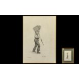 Tom Dodson 1910 - 1991 Artist Drawn and Signed Pencil Sketch - Titled ' The Hodcarrier ' Mounted