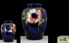 William Moorcroft Signed Tubelined Oviod Shaped Vase 'Anemone' Pattern,