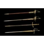 Two Display Toledo Swords, 1 With Leather Scabbard Both With Decorated Blades,