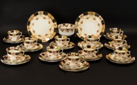 Royal Vale China Part Tea Set comprising five tea cups, six coffee cups, six sandwich/cake plates,