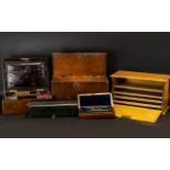 A Collection of Stationery and Associated Boxes to include a golden oak with hinged top and fall