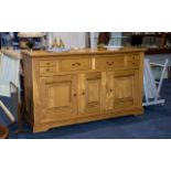 A Large French Oak Contemporary Light Oak Sideboard made in the traditional style pegged and