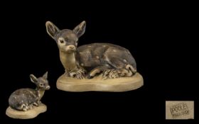 Poole Pottery Rare Stoneware Fawn. Small seated fawn by Poole Pottery. A very appealing Poole