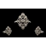 14ct White Gold Attractive Filigree Diamond Set Dress Ring on Nice Proportions marked 14ct.