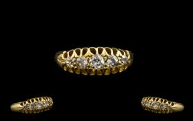 Edwardian Period 18ct Gold 5 Stone Diamond Set Ring, Gallery Setting. Full Hallmark for 18ct.