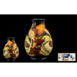 Moorcroft - Modern Tubelined Ovoid Shaped Vase. 'Parasol Dance' Pattern.