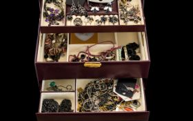 Collection of Contemporary & Vintage Costume Jewellery housed in a three tier jewellery box in