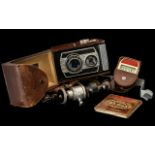 Vintage Weltaflex Camera in leather case, with bakelite light meter and other accessories,