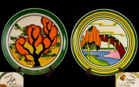 Wedgwood Clarice Cliff Ltd Edition Pair of Cabinet Plates. Comprises 1/ Orange Erin Design.