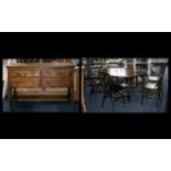 A Mahogany Rustic Sideboard with four drawers and turned supports with a cross stretcher to base.