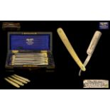 A Victorian Period Superb Set of Razors In Original Coromandel Box by Mappin and Webb ( 7 ) Seven