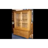 A Large French Oak Contemporary Light Oak Display Cabinet/Bookcase.