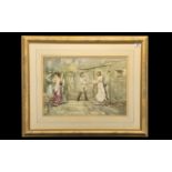 Francis Boxhall Watercolour depicting a scene of semi-clad ladies being whipped in a dungeon.