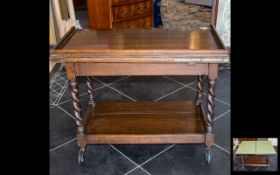 Early 20th Century Oak Trolley with swivel top with green felt card table on the reverse.