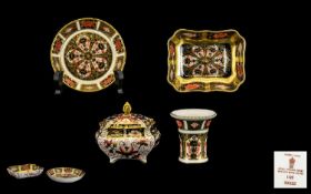 Royal Crown Derby Collection of Old Imari Pattern Small Cabinet Plates ( 4 ) Pieces In Total. All