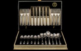 A Silver Plated Canteen of Cutlery six settings and housed in original box with brown velvet