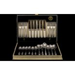 A Silver Plated Canteen of Cutlery six settings and housed in original box with brown velvet