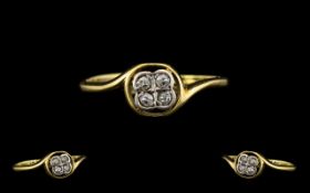 Antique Period 18ct Gold Diamond Set Dress Ring. c.1900 - 1910. Ring Size - P.