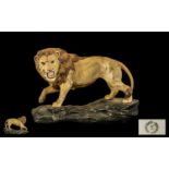 Beswick Wild Animal Figure 'Lion on a Rock' model no 2554. Designer Graham Tongue issued 1975-