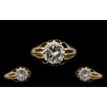 18ct Gold Stunning Quality Gents Single Stone Diamond Ring Gypsy Setting - the modern round