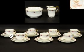 Porcelain Part Tea Set 'Haviland' by H. G. Stephenson. French porcelain set on white ground with