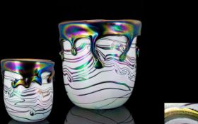 John Ditchfield Signed Glassform Superb Quality and Heavy Studio Art Iridescent Glass Vase of Large