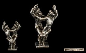 Israeli Sterling Silver Sculpture/Figure 'Dancers' Male. Marked sterling Silver filled base.