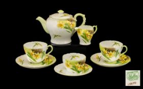 Shelley 'Tea for Two' Set comprising a tea pot, sugar bowl, milk jug, two cups,