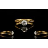 18ct Gold and Platinum Good Quality Single Stone Diamond Ring, The Round Brilliant Cut Diamonds of