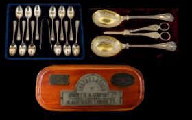 Two Boxed Sets of Silver Plate Items to include a case lined in velvet and silk containing two