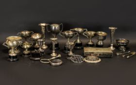 Collection of Plated Ware to include eleven trophies of various shapes and sizes;