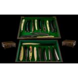 A Fine Collection of Antique Period Various and Assorted Top Branded Straight Razors,