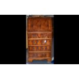 20th Century Yew Wood Bureau with full front fitted interior with green leatherette inset,