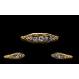 Antique Period - 18ct Gold Attractive 5 Stone Diamond Set Dress Ring.