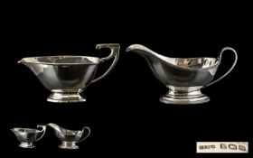 George VI Nice Quality Pair of Silver Sauce Boats ( 2 ) Hallmarks for Birmingham 1945, Makers S.W.