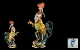 Capodimonte - Early And Rare Superb Hand painted Novelty Porcelain Figures Of A Gentleman - Half