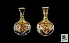 Two Copeland Specimen Vases early 20th Century in an Art Deco Imari Style. Globular form, slender