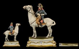 Capodimonte Superb Handpainted Porcelain Figure of Napoleon Bonaparte on Margengo - signed Bruno