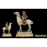 Capodimonte Superb Handpainted Porcelain Figure of Napoleon Bonaparte on Margengo - signed Bruno