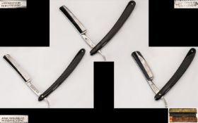 A Fine Collection of Antique Period Trio of Hollow Ground Straight Razors.